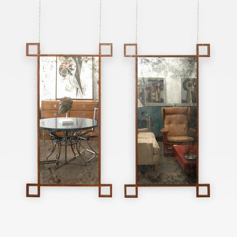  Design Fr res Pair of Rouille Tall French Industrial Mirrors