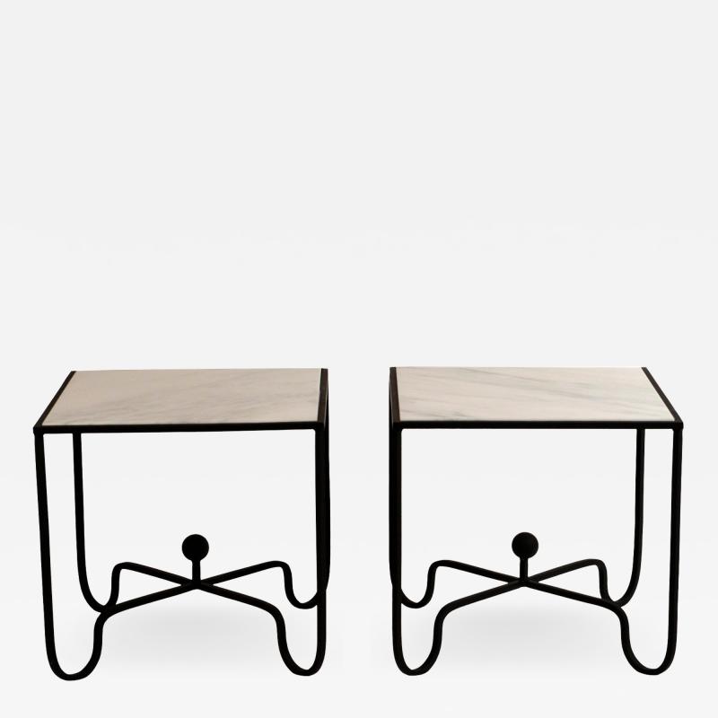  Design Fr res Pair of Wrought Iron and Marble Entretoise Side Tables by Design Fr res