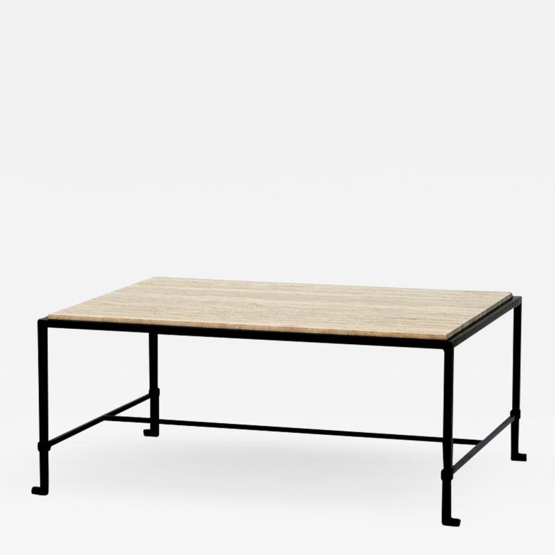  Design Fr res The Diagramme Travertine and Iron Coffee Table