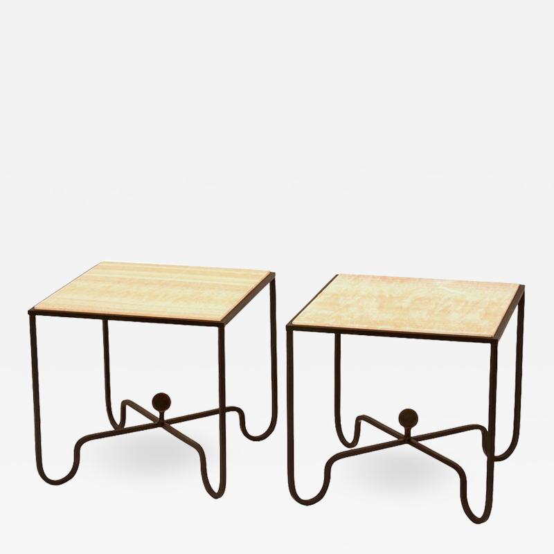  Design Fr res The Entretoise Wrought Iron and Onyx Tables