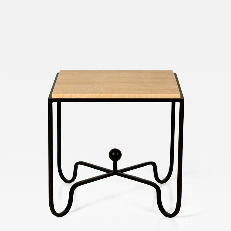  Design Fr res Wrought Iron and Travertine Entretoise Side Table by Design Fr res