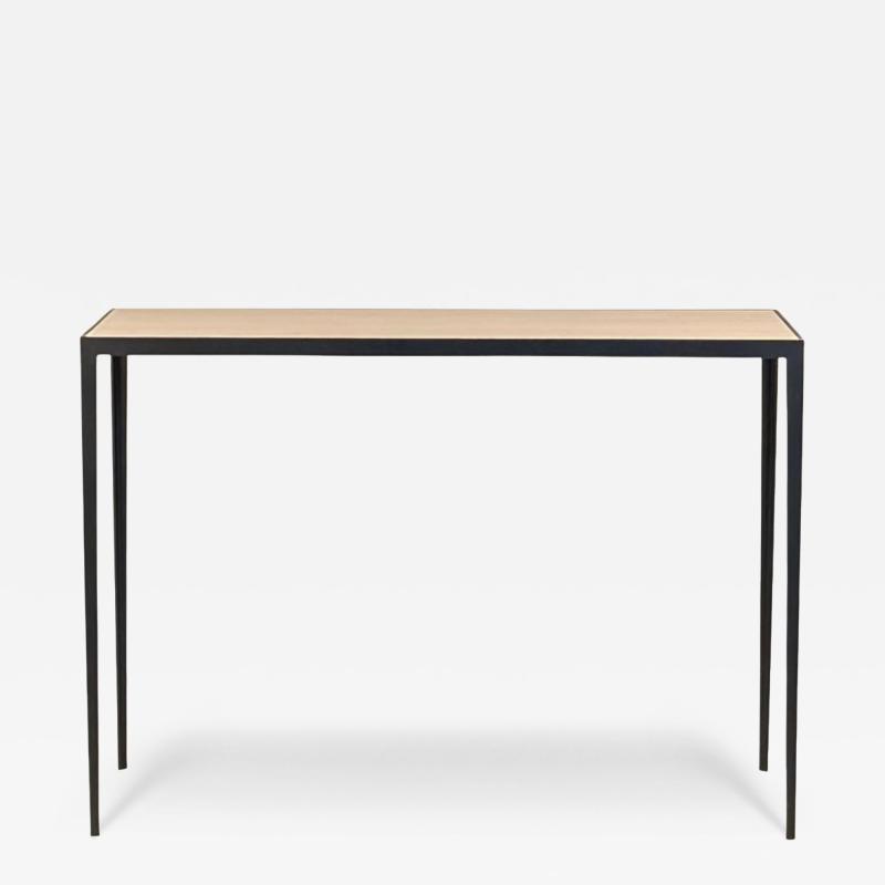  Design Fr res tude Wrought Iron and Honed Cream Limestone Console by Design Fr res