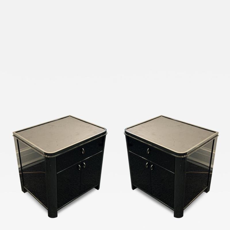  Design Institute America DIA POST MODERN CHROME BLACK ENAMEL NIGHTSTANDS BY DESIGN INSTITUTE OF AMERICA