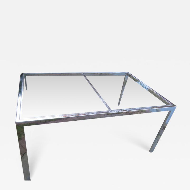  Design Institute America Striking DIA Chrome and Glass Dining Table or Desk Mid Century