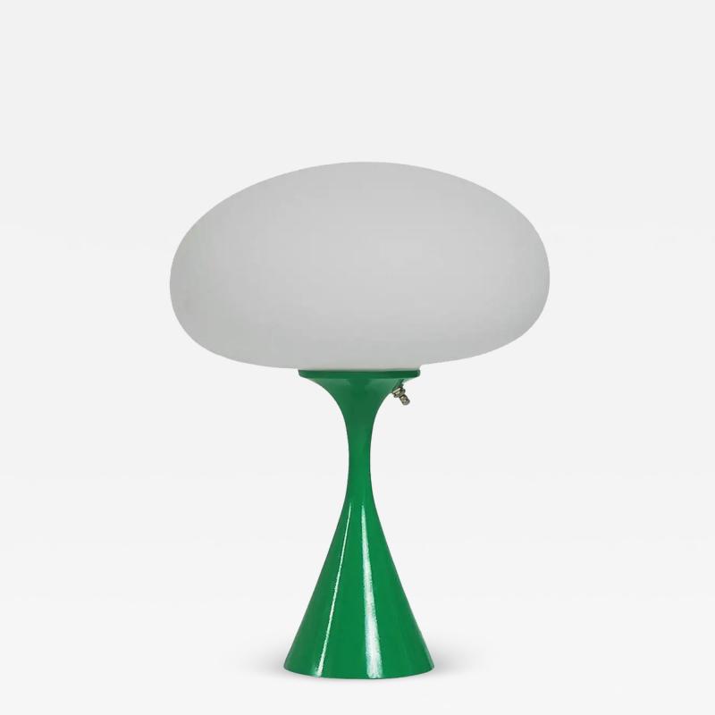  Design Line Mid Century Modern Mushroom Table Lamp by Design Line in Green White Glass