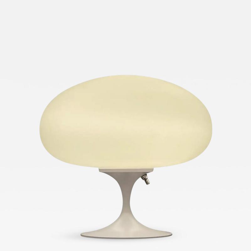 Design Line Mid Century Modern Mushroom Table Lamp by Design Line in White on White Glass