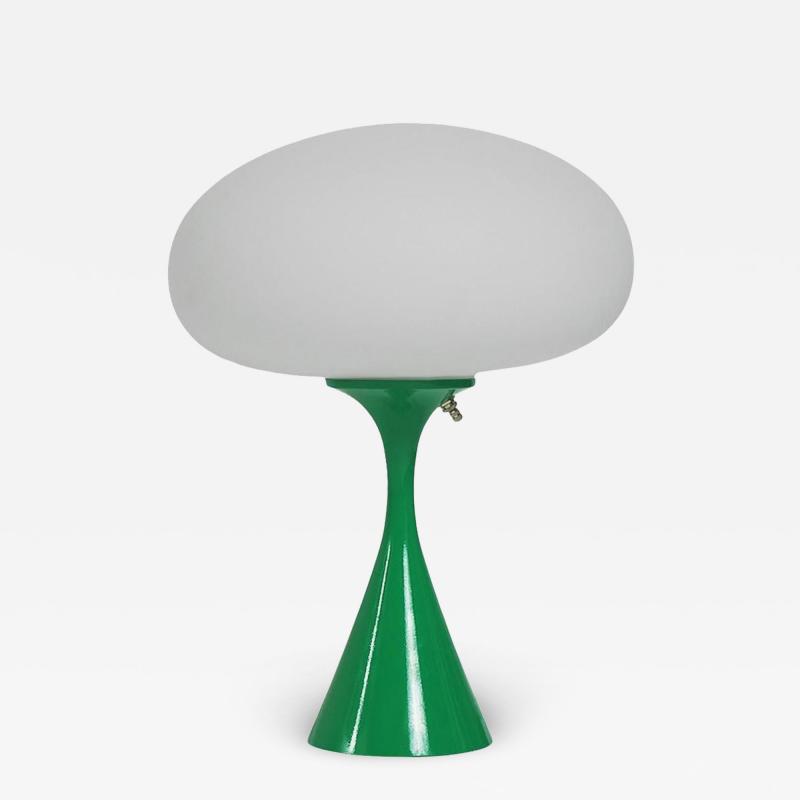  Design Line Mid Century Modern Mushroom Table Lamp by Designline in Green White Glass