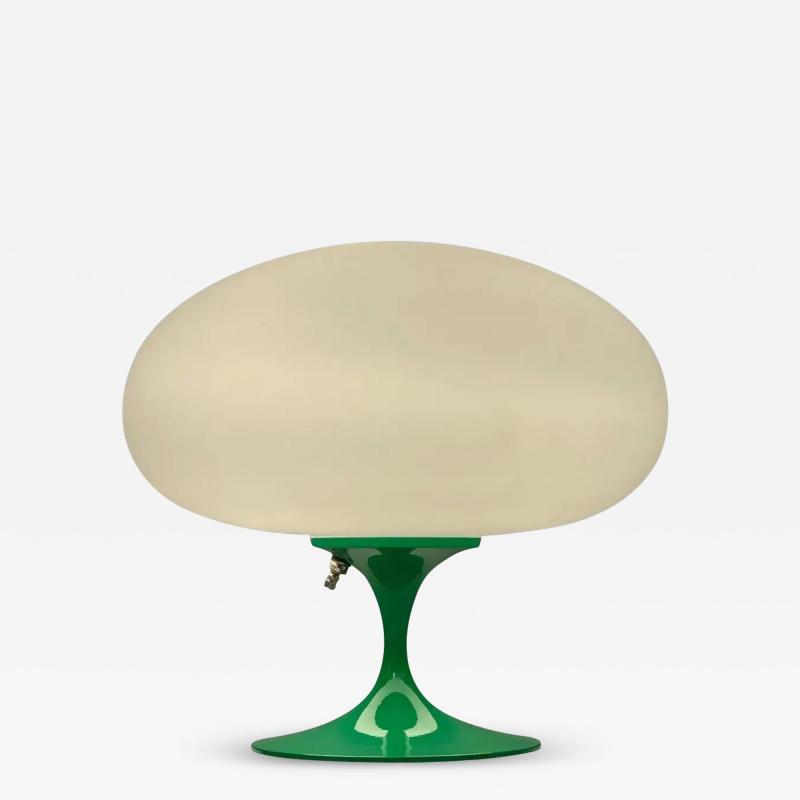  Design Line Mid Century Modern Tulip Table Lamp by Design Line in Green with White Glass