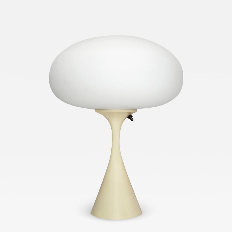  Design Line Mid Century Table Lamp by Designline in Cream Beige with White Frosted Shade