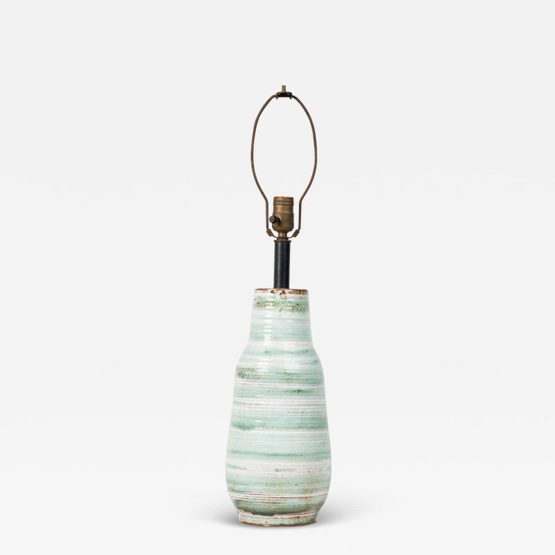  Design Technics Design Technics Ceramic Green and White Hand Painted Table Lamp
