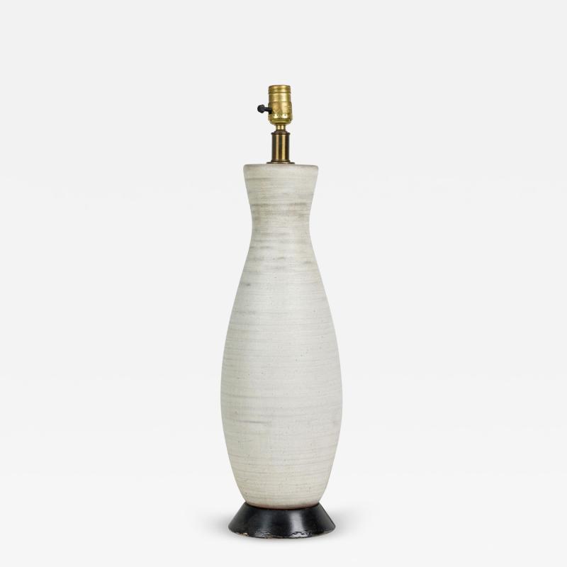  Design Technics Design Technics Mid Century American Ceramic White Chalk Glazed Table Lamp on Wo