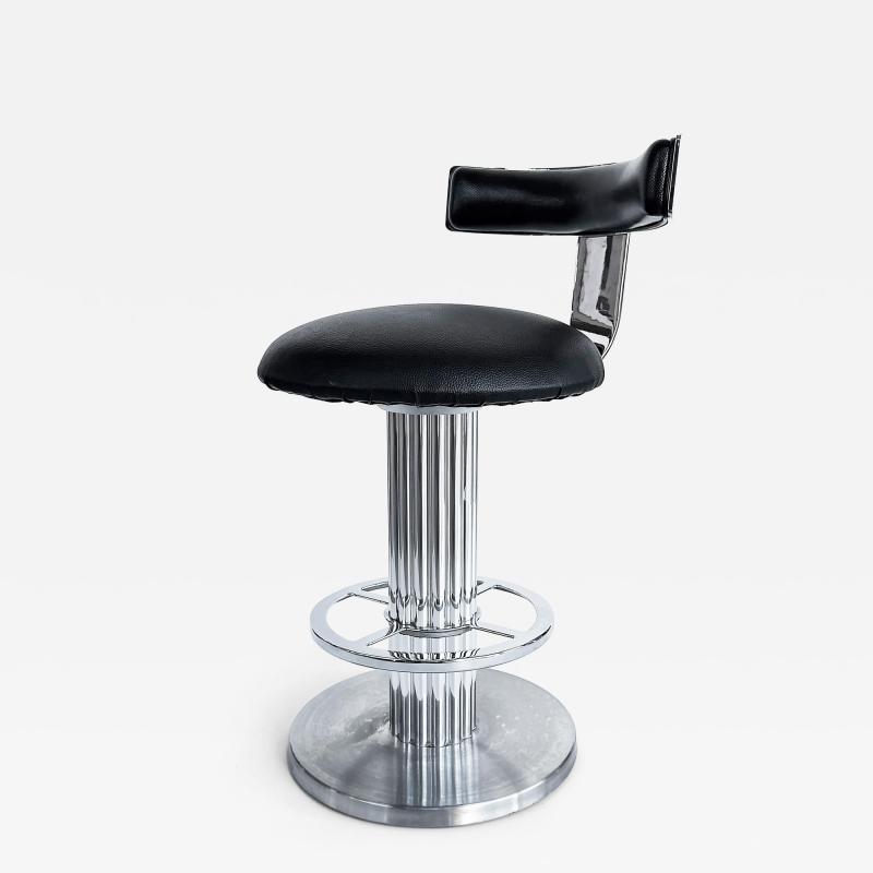  Designs for Leisure Ltd Design for Leisure Ltd Swivel Counter Stools Chrome and Leather Pair