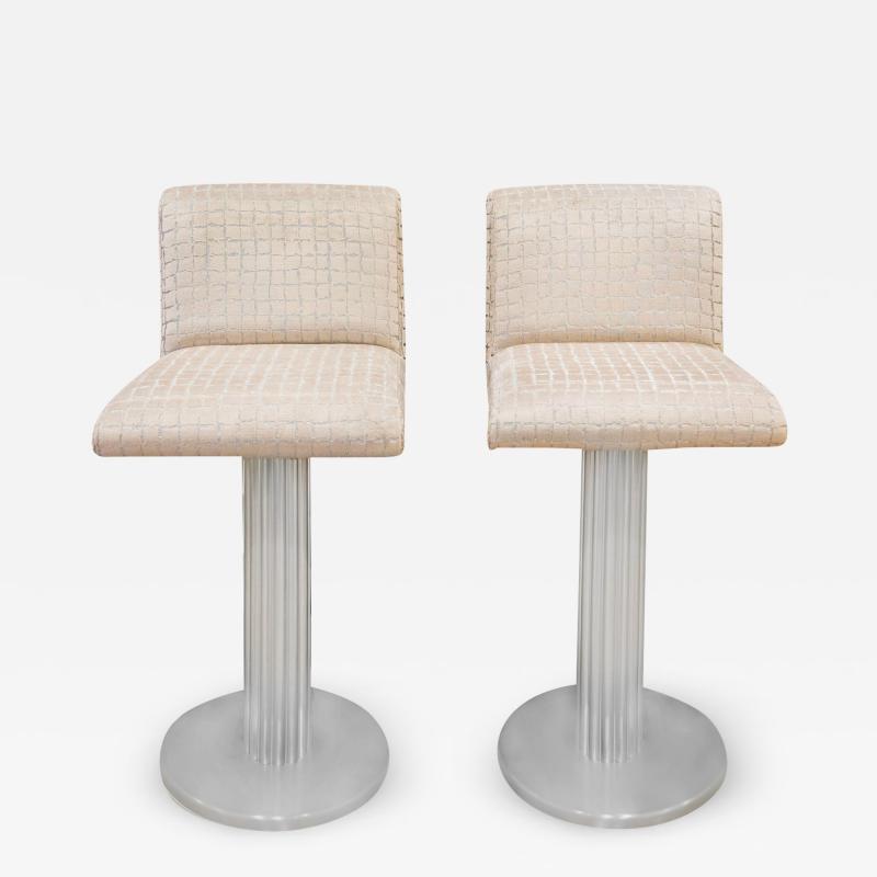  Designs for Leisure Ltd Designs for Leisure Chic Pair of Bar Stools with Upholstered Seats 1970s