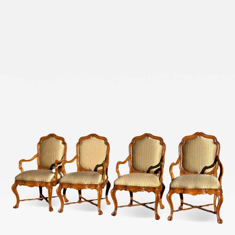  Dessin Fournir Companies Set of 18th C Style Therien Studio Workshops Venetian Walnut Dining Arm Chairs