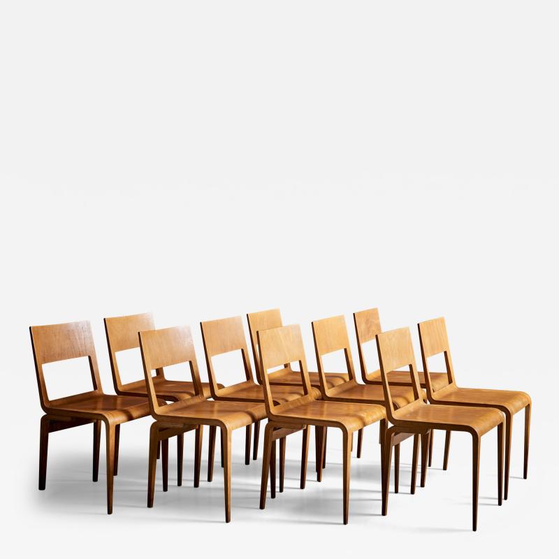  Deutsche Werkst tten Hellerau Set of 10 Erich Menzel Dining Chairs Model 50642 for Hellerau Germany