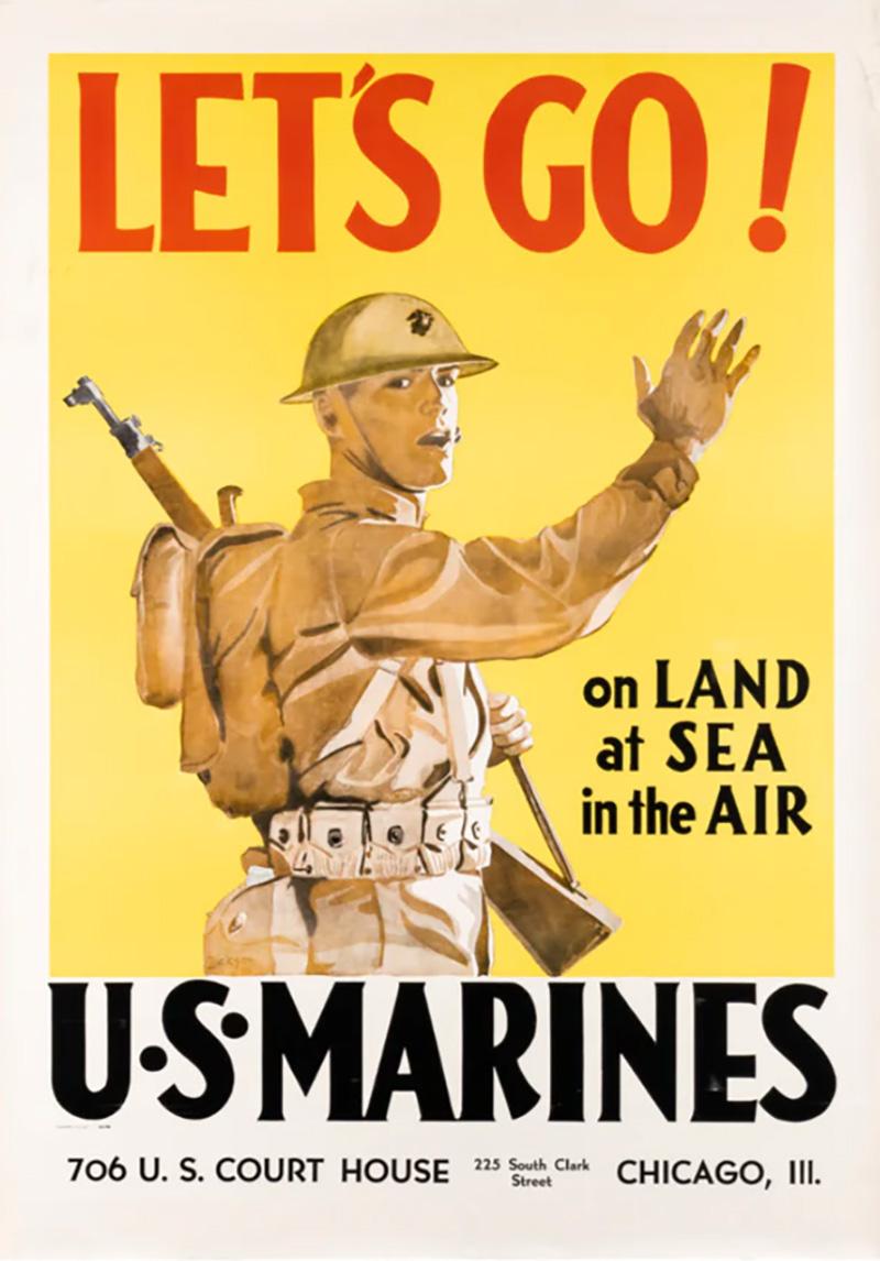  Dickson Lets Go U S Marines Vintage WWII Recruitment Poster by Dickson 1941