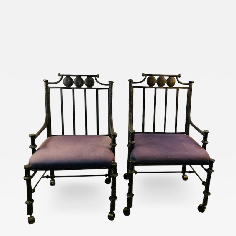  Diego Giacometti BRUTALIST PAIR OF METAL ARM CHAIRS IN THE MANNER OF DIEGO GIACOMETTI