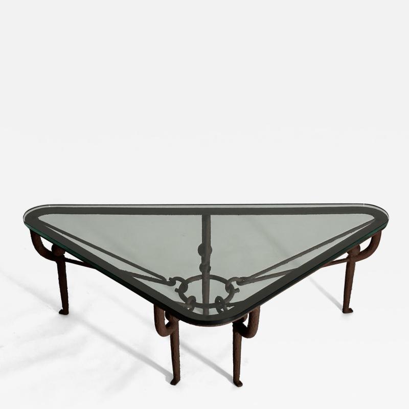  Diego Giacometti Iron Coffee Table w Brown Painted Plaster Finish Manner of Diego Giacometti