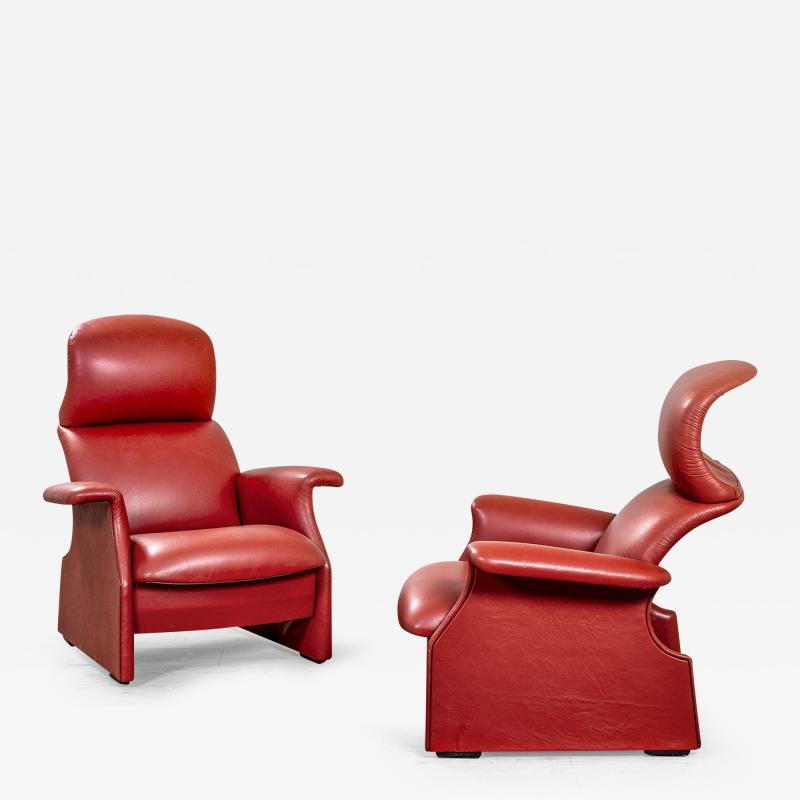  Dino Gavina Studio Simon Gavina Studio Pair of Armchairs mod Viscontea Red Leather 1980s