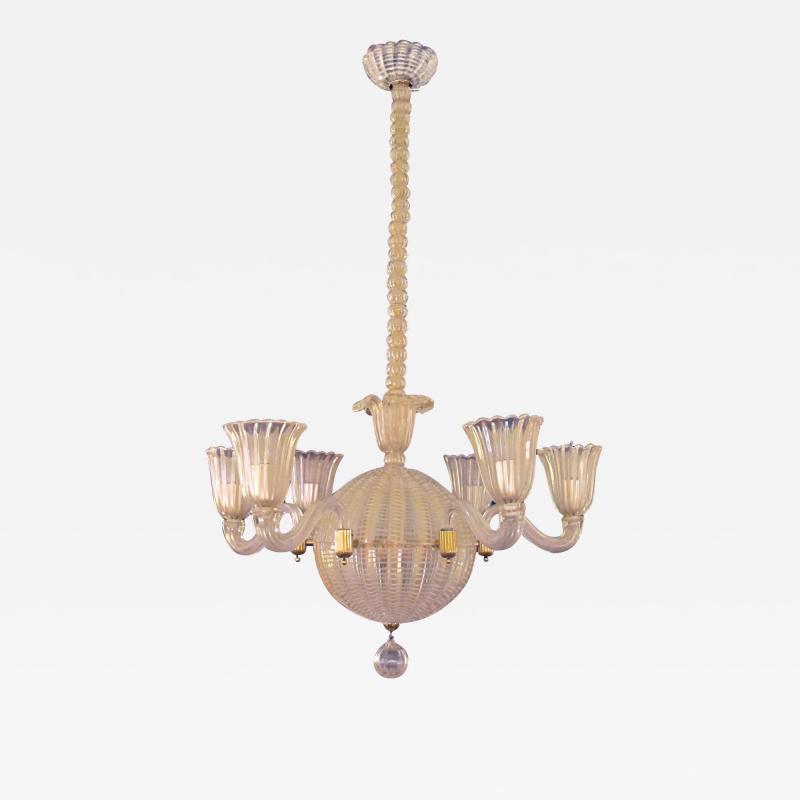  Dino Martens A good quality Murano 6 light spheroid chandelier by Dino Martens