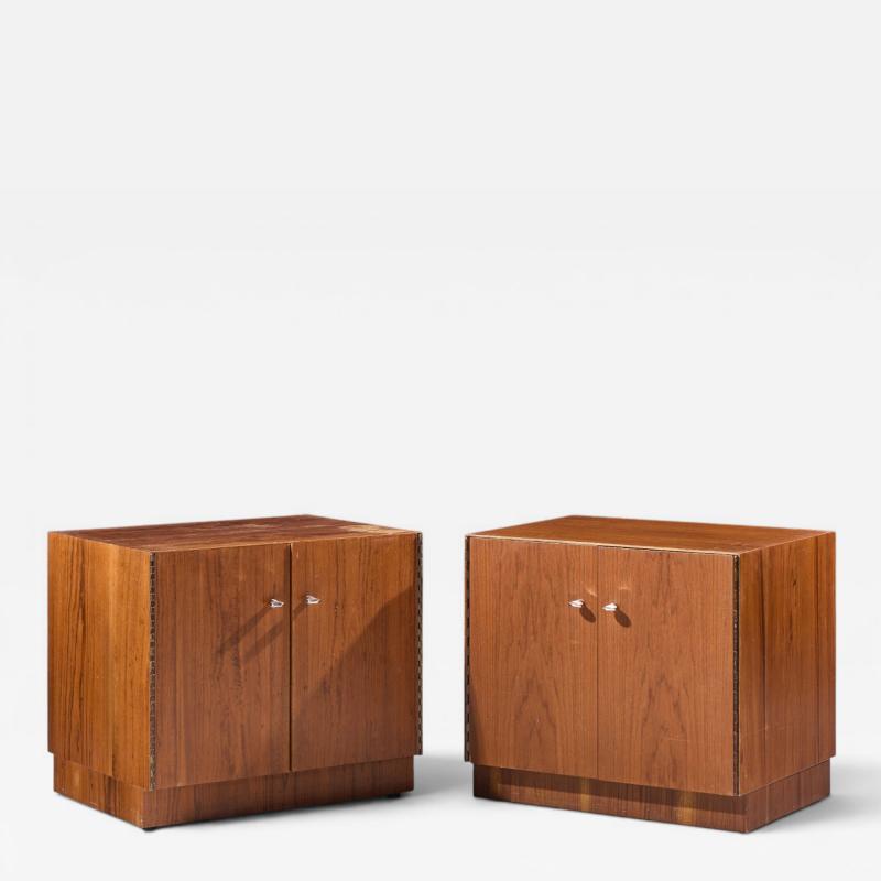  Directional Directional Mid Century Walnut and Chrome Nightstands Pair