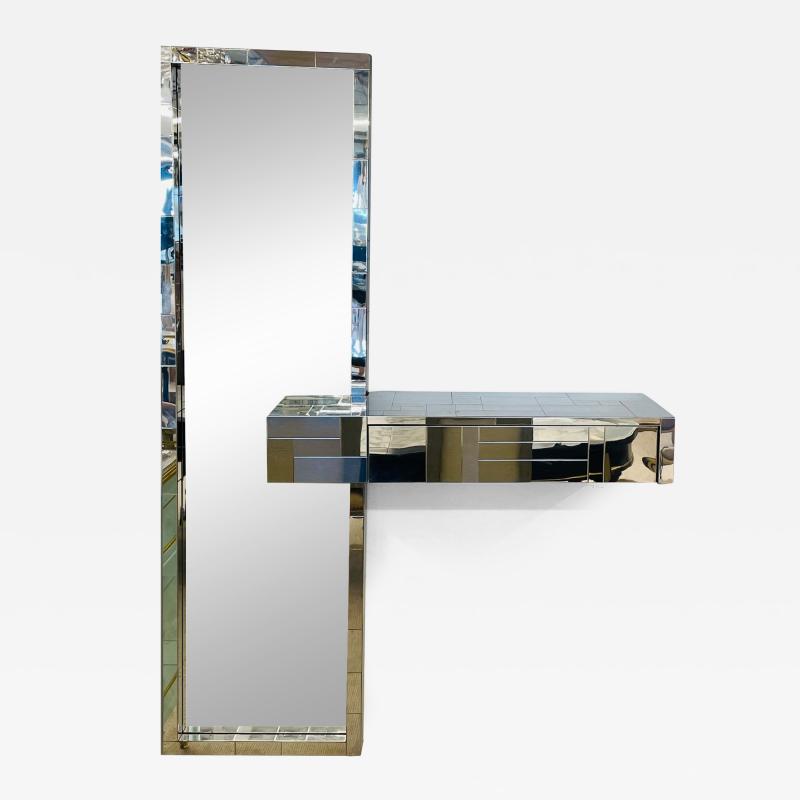  Directional Mid Century Modern Paul Evans Cityscape Floating Console and Mirror Directional