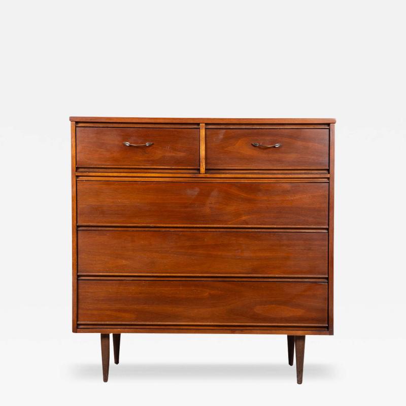  Dixie Mid Century Highboy Tall Walnut Dresser by Dixie Furniture