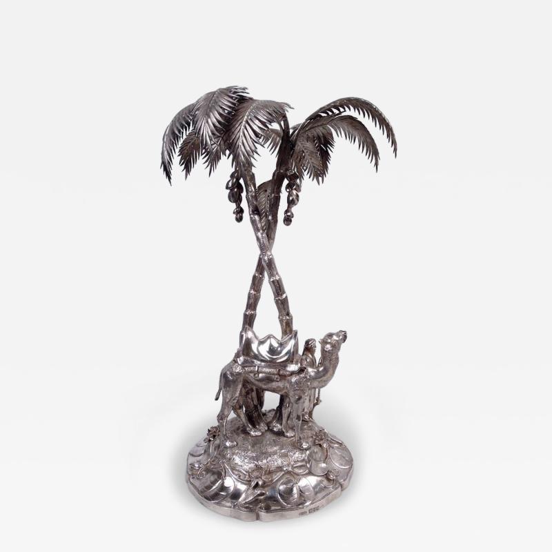  Dobson Sons English Edwardian Exotic Palm Tree Camel Imperial Centerpiece 1902