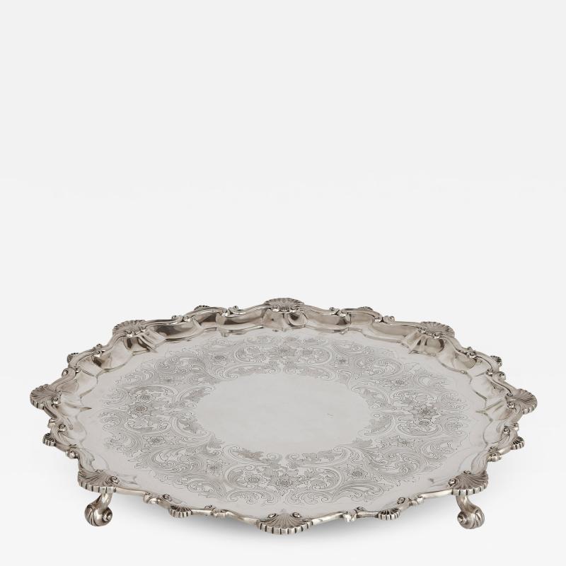  Dobson Sons Large silver salver by Dobson Sons 19th century