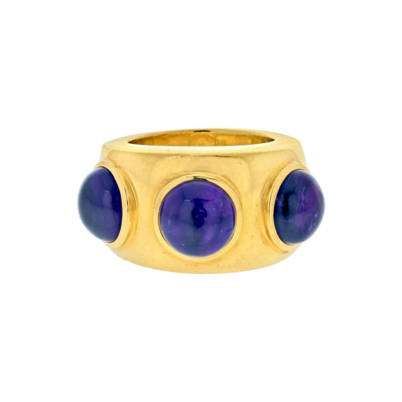  Dominique DOMINIQUE PARIS 22K YELLOW GOLD TRIPLE STATION AMETHYST RING