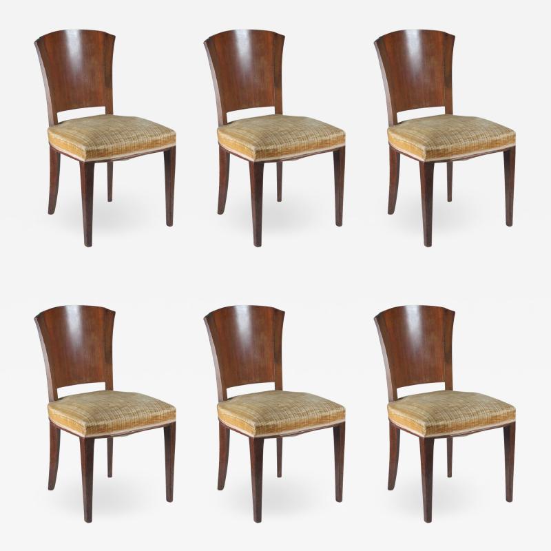  Dominique Dominique Set of Six Rosewood and Walnut Dining Chairs