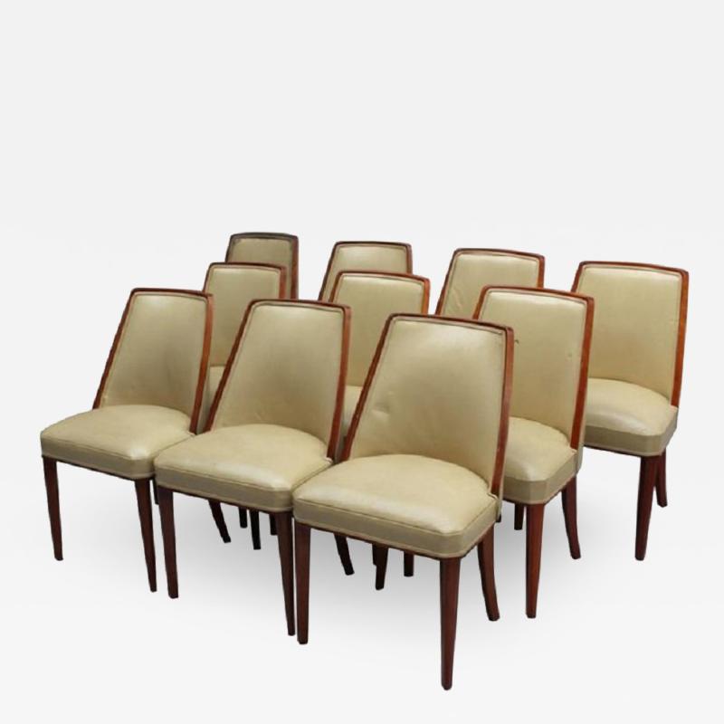  Dominique Set of Ten Mahogany Dining Chairs Attributed to Dominique