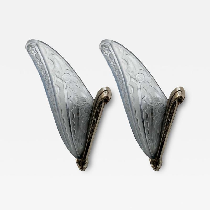  Donna Paris Pair of French Art Deco Wall Sconces signed by Donna