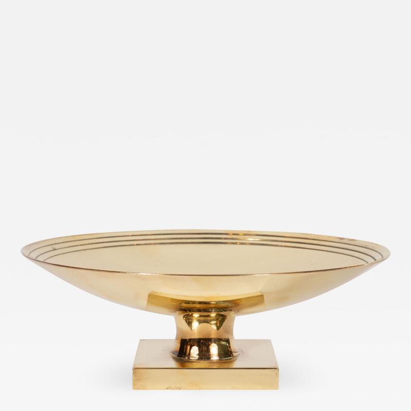  Dorlyn Silversmiths Mid Century Modern Banded Brass Dish by Tommi Parzinger for Dorlyn Silversmiths