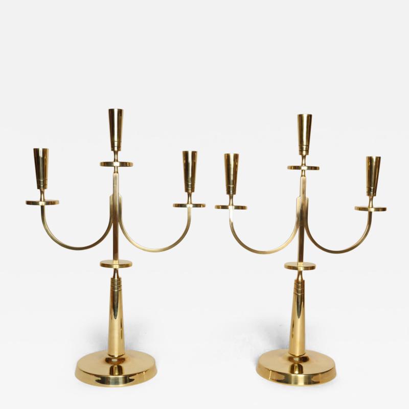  Dorlyn Silversmiths Pair of Vintage Brass Candelabra by Tommi Parzinger for Dorlyn Silversmiths