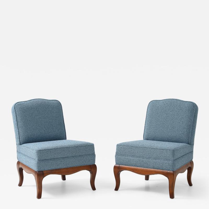  Drexel Drexel Heritage Furniture 1950s Walnut Base Slipper Chairs By Drexel Heritage