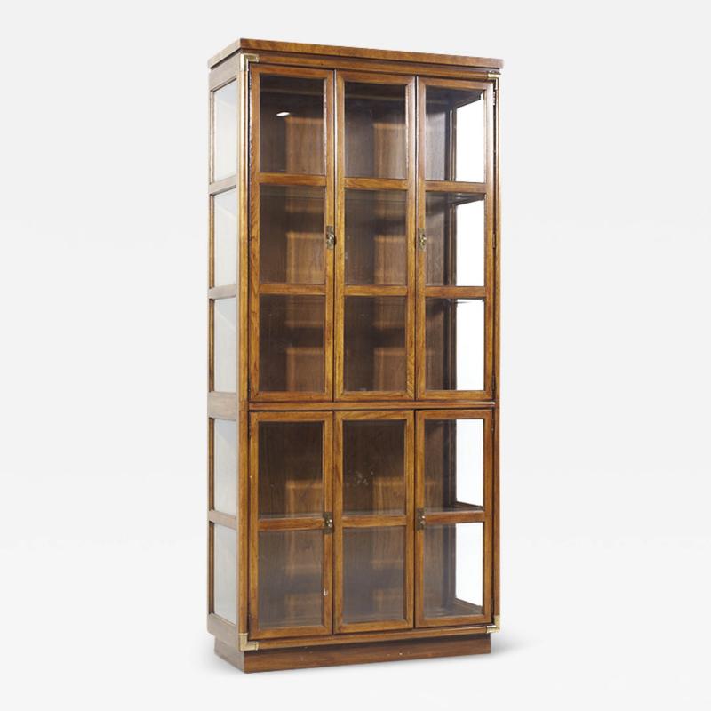  Drexel Drexel Heritage Furniture Drexel Heritage Campaign Walnut and Brass China Cabinet