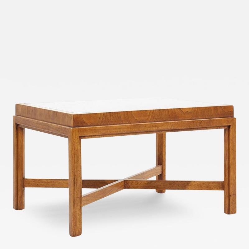  Drexel Drexel Heritage Furniture Drexel Heritage Mid Century Walnut and Smoked Glass Side End Table