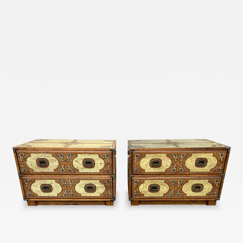  Drexel Drexel Heritage Furniture Fabulous Pair Drexel Campaign Chest Oxford Square Mid Century Modern