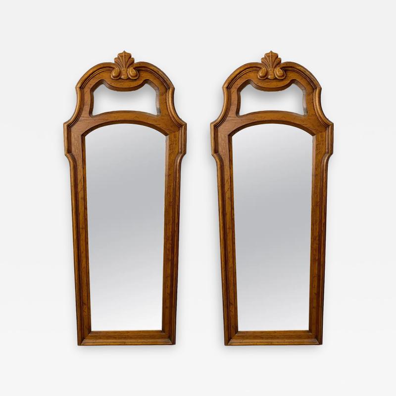  Drexel Drexel Heritage Furniture French Provincial Style Pine Wood Wall Tall Mirror by Drexel a Pair