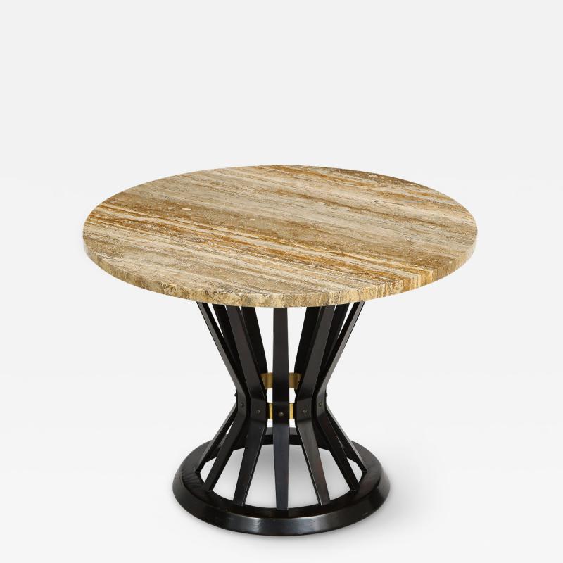  Dunbar Dunbar Sheaf of Wheat Side Table with Travertine Top 1950s Signed 
