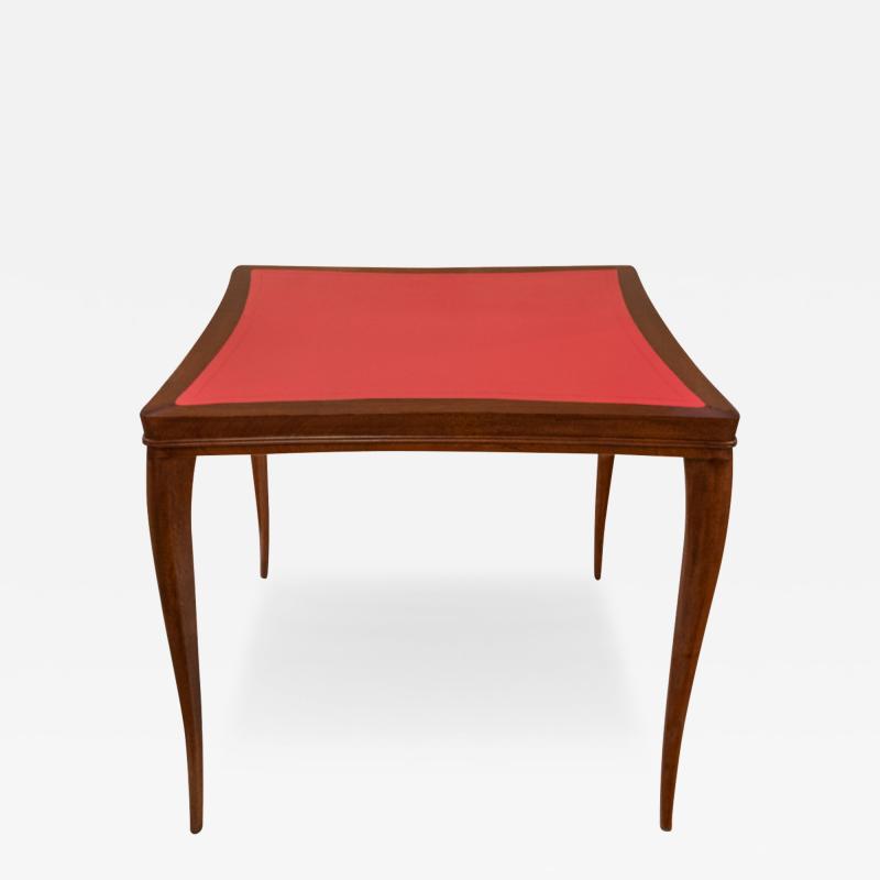  Dunbar Edward Wormley Elegant Game Table with Red Leather Top 1940s Signed 