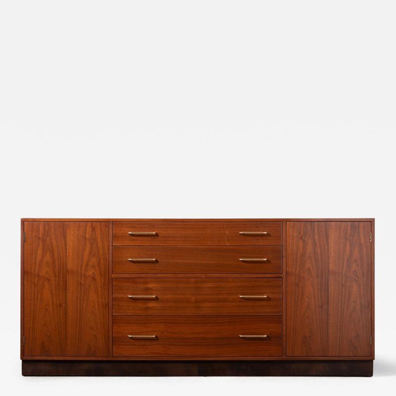  Dunbar Edward Wormley Walnut Sideboard with Leather Wrapped Base 1950s