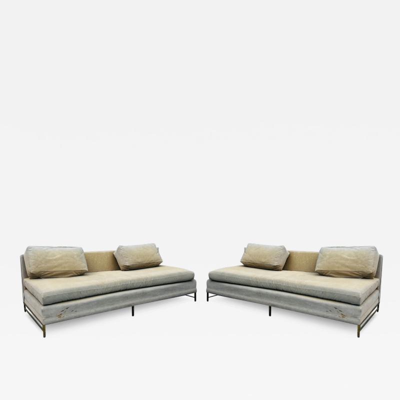  Dunbar MODERN CUSTOM PAIR OF DUNBAR COUCHES WITH BRASS BASES