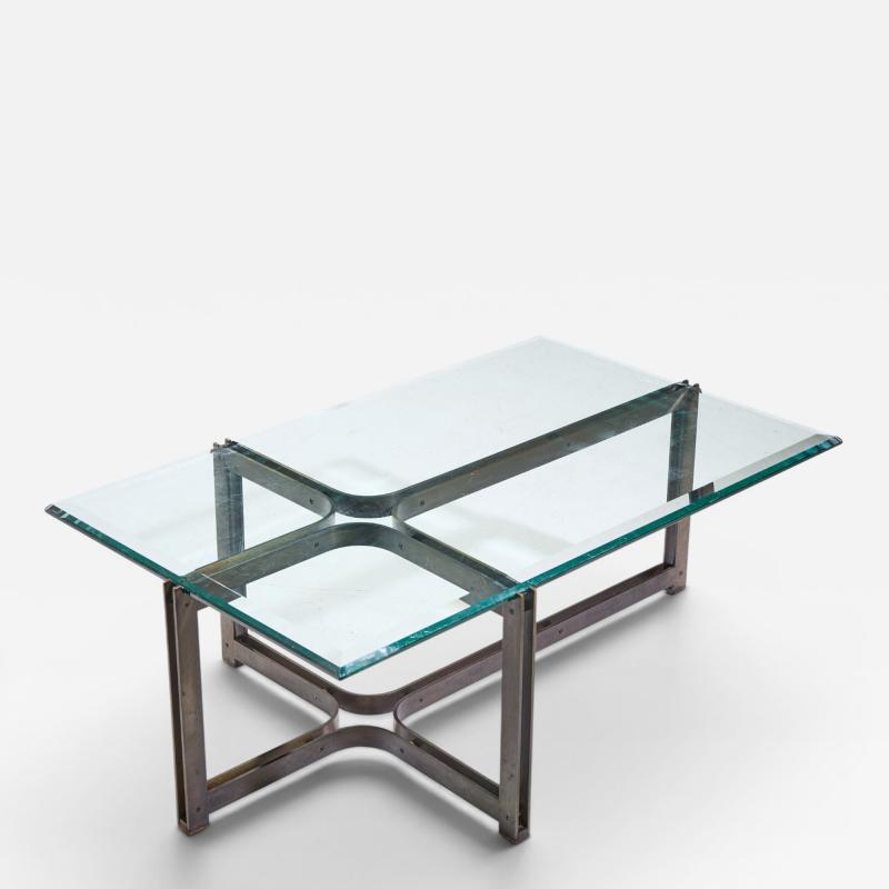  Dunbar Tom Lopinski for Dunbar Mid Century Bronze Rosewood and Glass Coffee Table