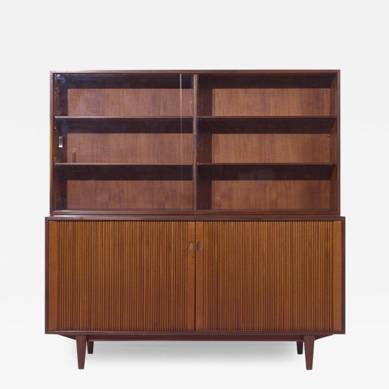  Dux Dux Mid Century Walnut Tambour Door Credenza and Hutch