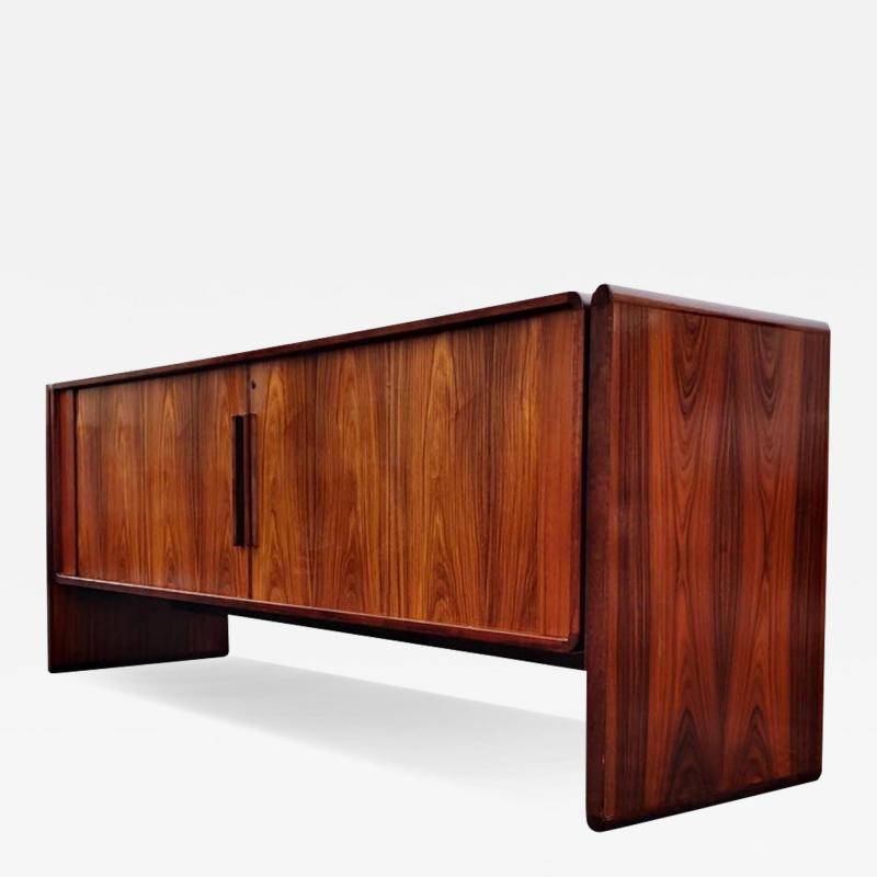  Dyrlund Dyrlund Danish Rosewood Tambour Door Cabinet or Credenza Mid Century Modern