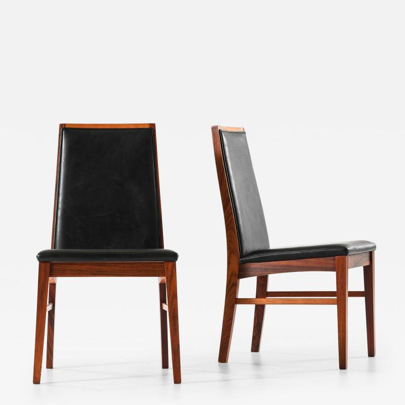  Dyrlund Set of 8 Danish Dining Chairs in Rosewood and Leather 1960s