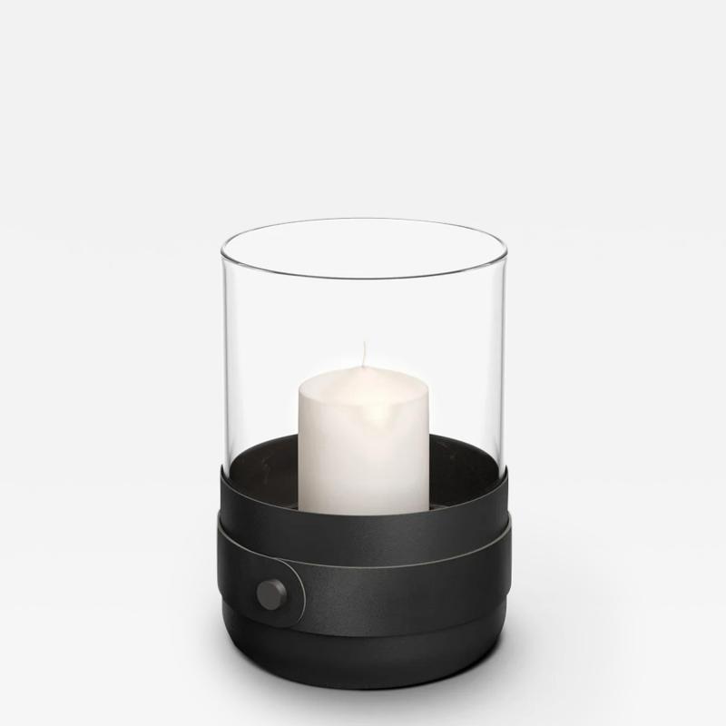  ELDVARM EMMA CANDLE HOLDER IN BLACK WITH BLACK DETAIL