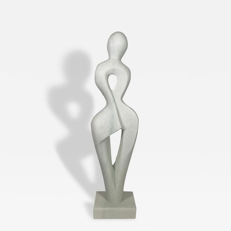  EVELYNE BRADER FRANK Lily Swiss Modern White Marble Abstract Sculpture Evelyne Brader Frank